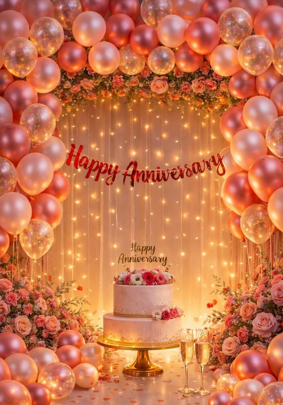 ballooooify Solid Rose Gold Blush Anniversary Balloon Decoration Kit With Warm Lights Balloon-picture-28