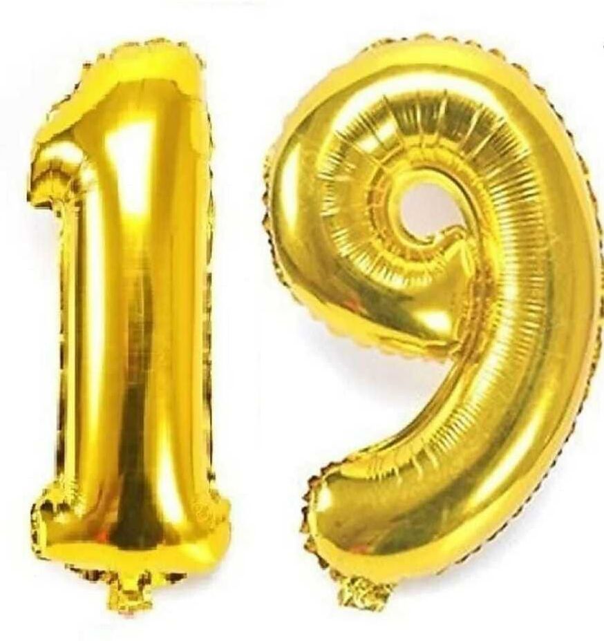 flipmate Solid GOLD Foil "19" Number Balloon For Party 18 inch Airwalker-picture-16
