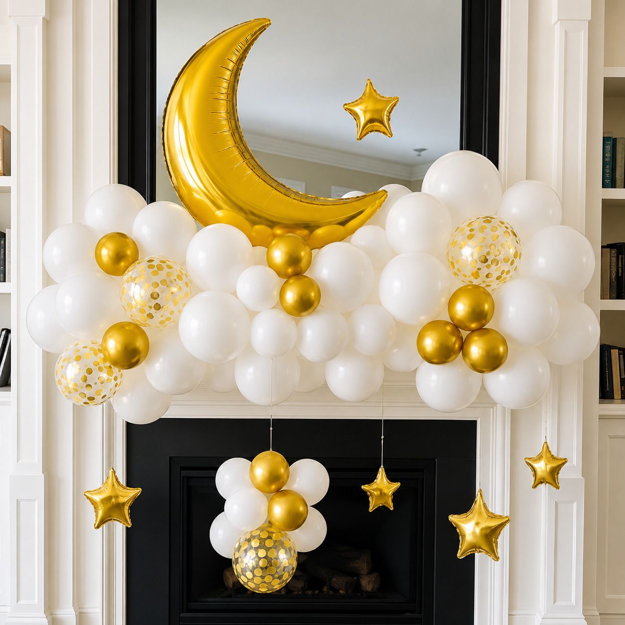 clickzone Solid White Gold Baby Shower Balloon Kit with Moon & Star Foil Balloon Balloon-picture-33