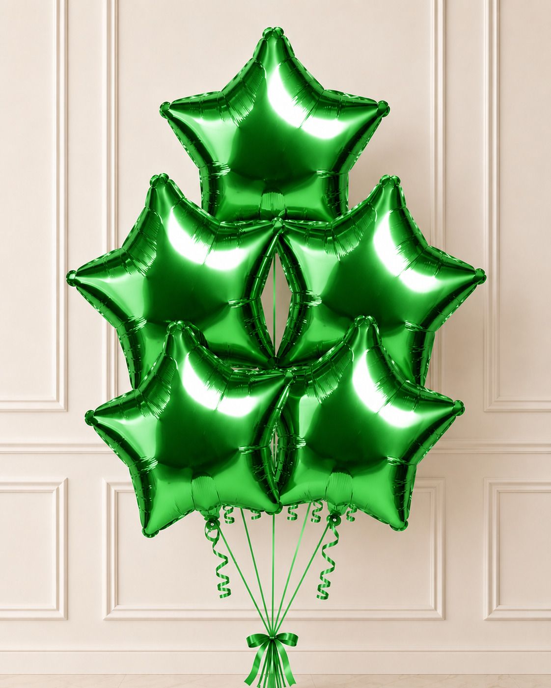 popluxe Solid Star Mettalic Balloon Bouquet Green Balloon Bouquet-picture-0