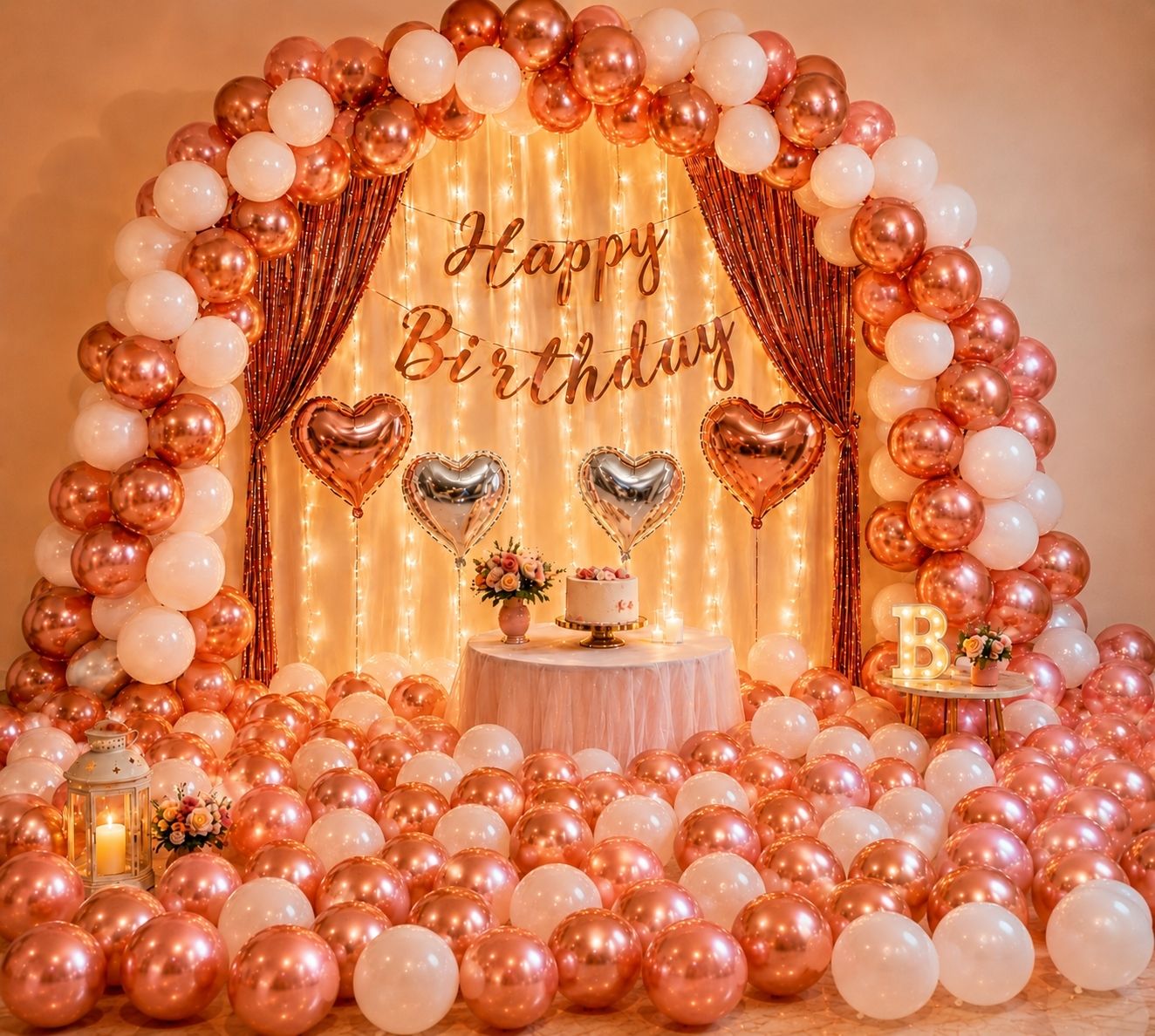 tigorik Solid Happy Birthday Rosegold Decoration Set 55 Pcs Balloon-picture-27