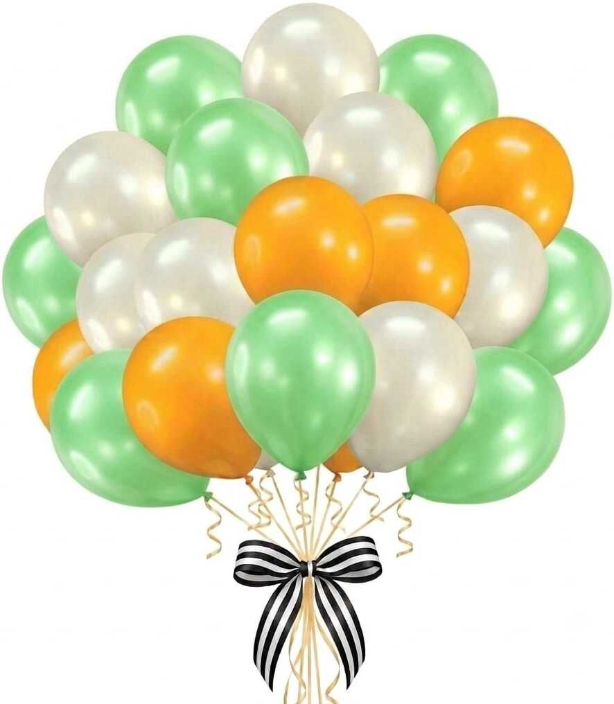 dul dul Solid 30 pcs White,30 pcs Orange,30 pcs Green color Metallic balloons for Birthday Balloon-picture-29