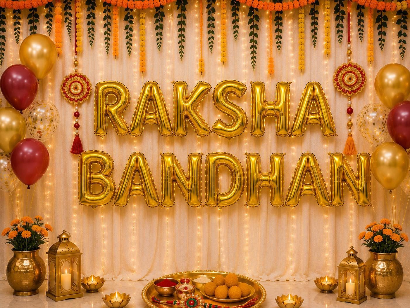 soi Solid RAKSHA BANDHAN Letter Balloon Set - 13 Pcs Gold Alphabet Mylar Balloons Balloon-picture-11