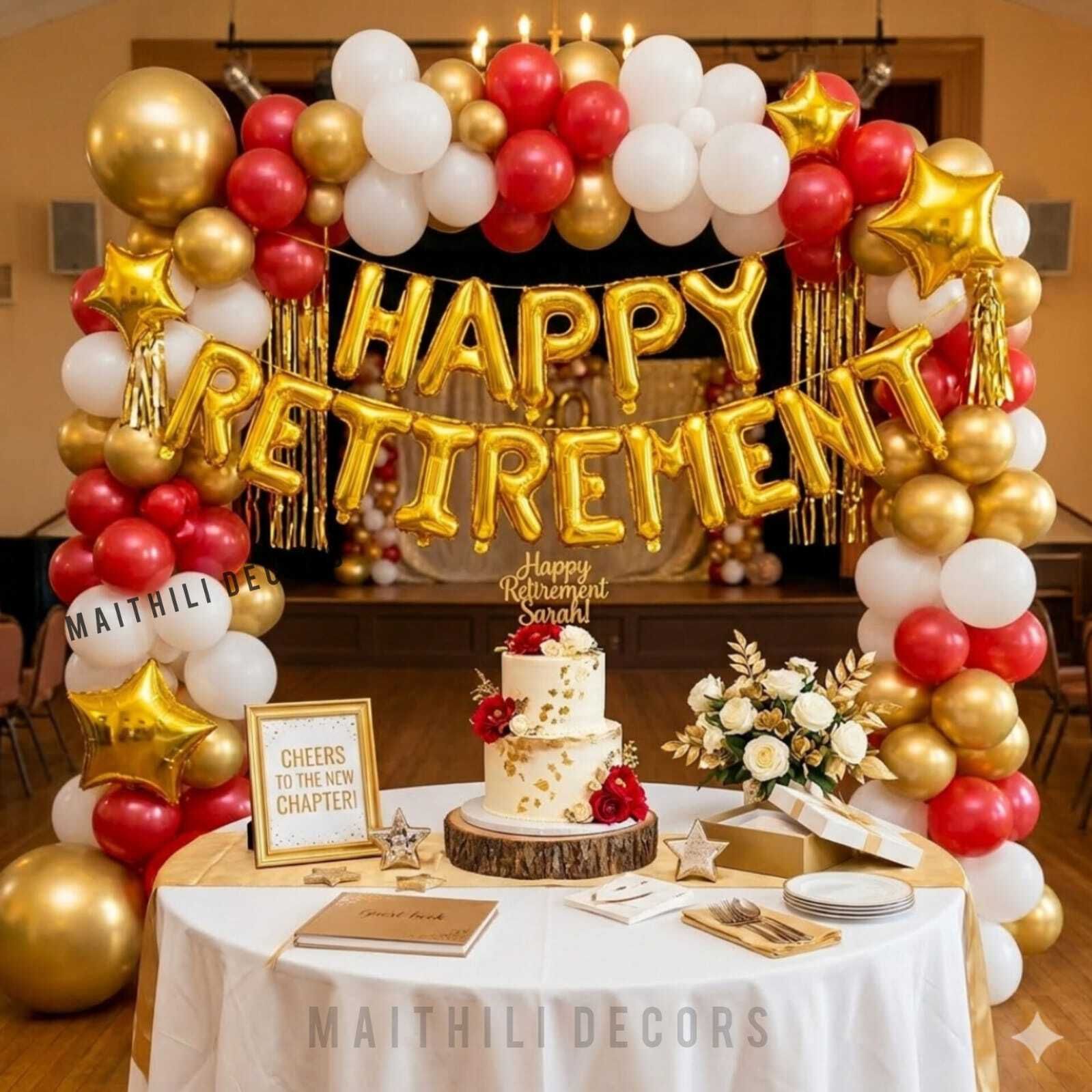 maithili decors Solid Happy Retirement Decoration Kit With Balloons and Stars Balloon-picture-11