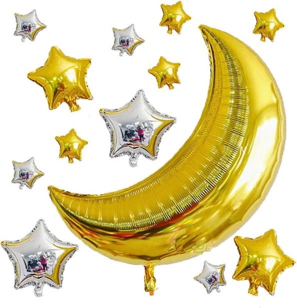 Solid Gold Moon Star Foil Balloon Set Baby Shower Birthday Decoration Kit Balloon Balloon-image-1