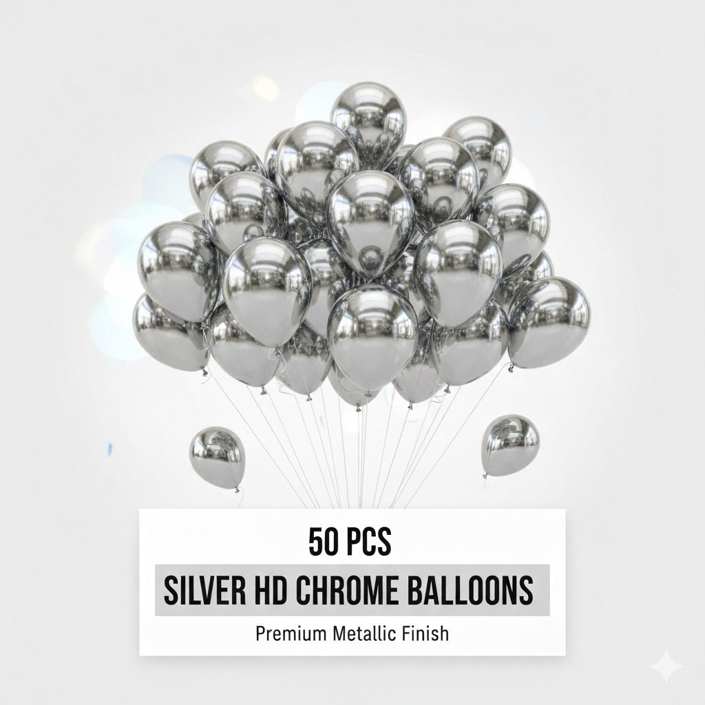 shreeshyamenterprises Solid HD Chrome Silver Party Metallic Balloons for Birthday Anniversary Baby Shower Balloon-picture-18