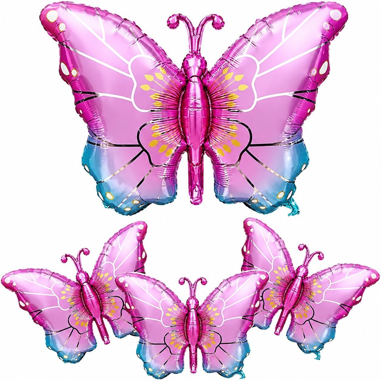 groovy dudz Printed Colorful Butterfly Foil Balloons (Set of 4) Balloon-picture-2