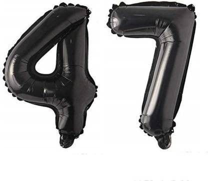 Solid Black Foil "47" (Forty Seven)Number Balloon for party Airwalker-image-1
