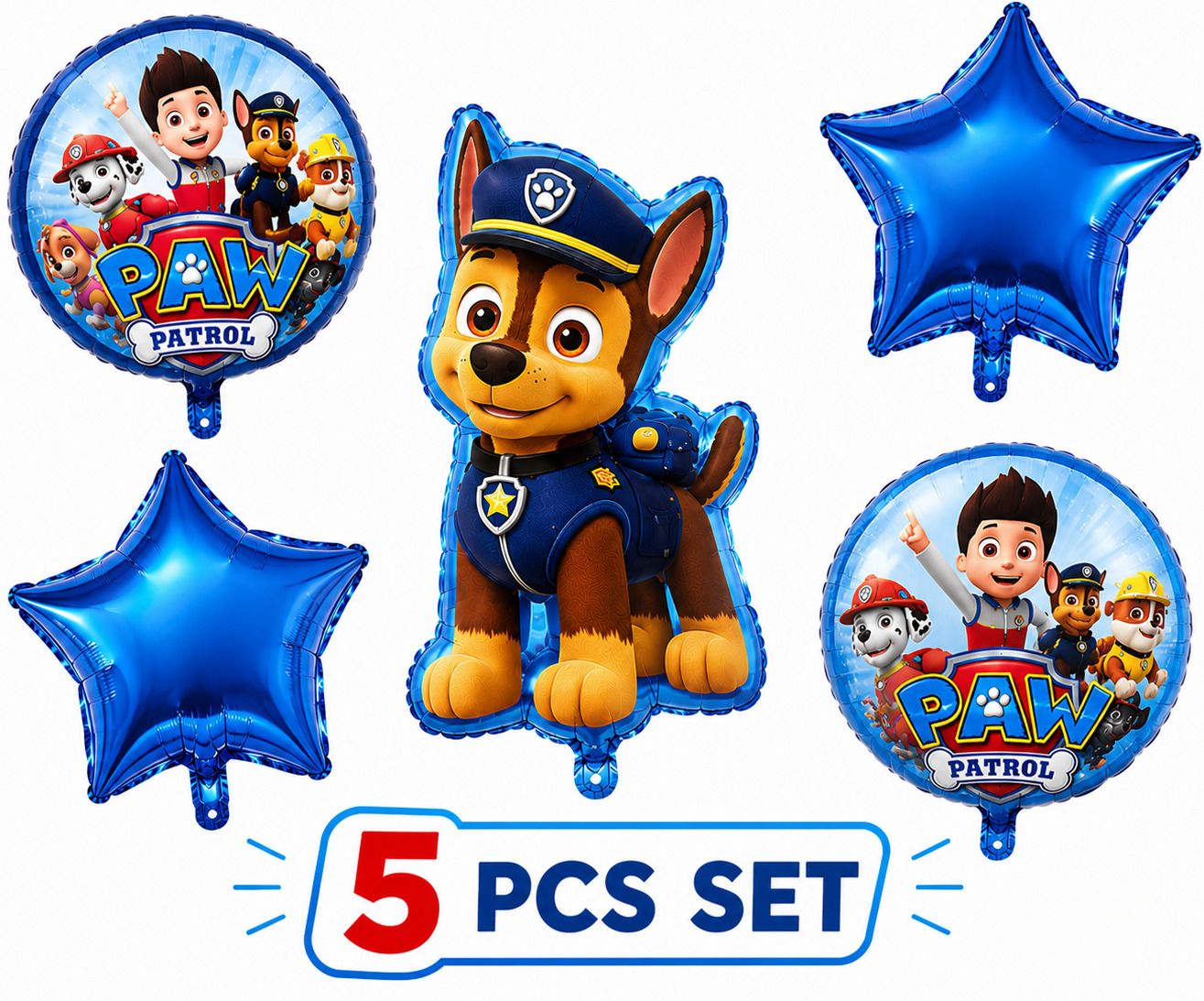 partyneed Printed Paw Patrol Foil Balloons for Birthday Decorations Items Set of 5 Pcs troi Balloon-picture-12