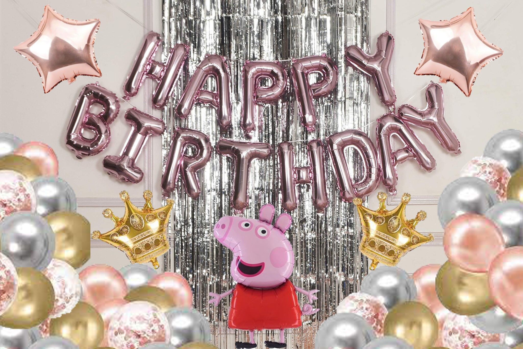 party breeze Printed peppa pig birthday theme decoration combo set for kids girls boys Balloon-picture-26