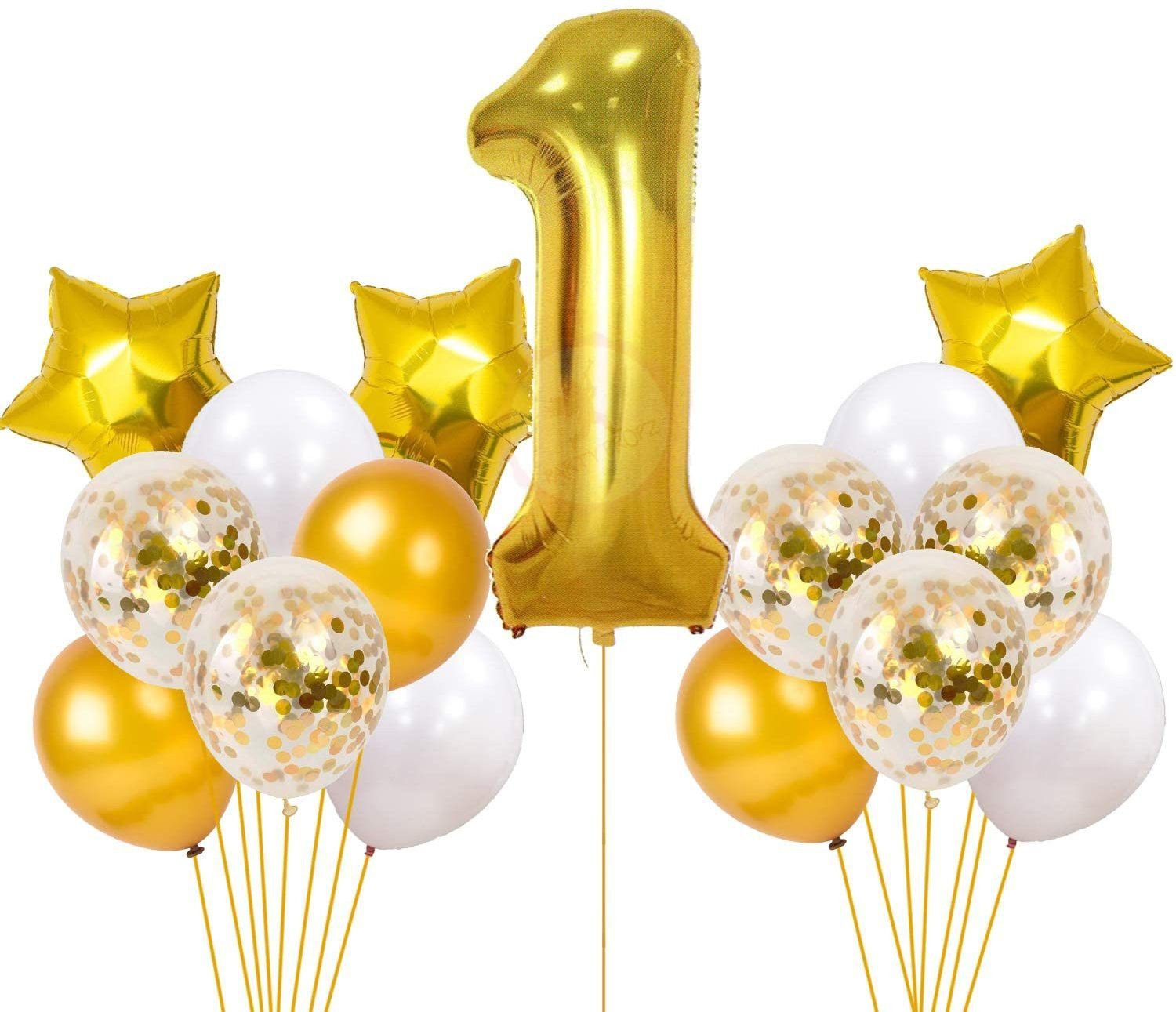 groovy dudz Solid 1st Birthday Decoration Foil Balloon Combo Set Balloon-picture-15