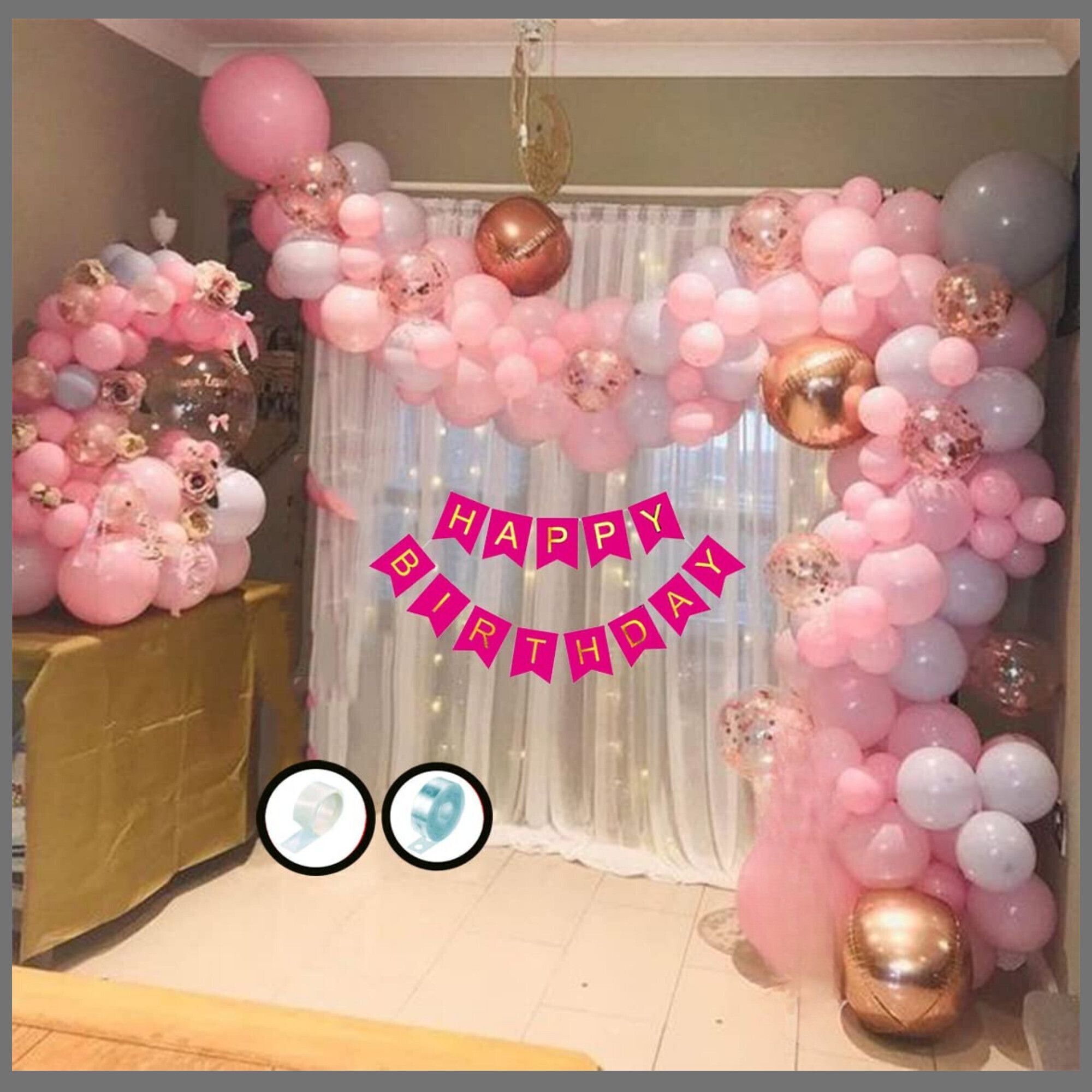 Balloon Decoration Combo Kit With Banner Pack 52 Birthday Decoration Items-image-0