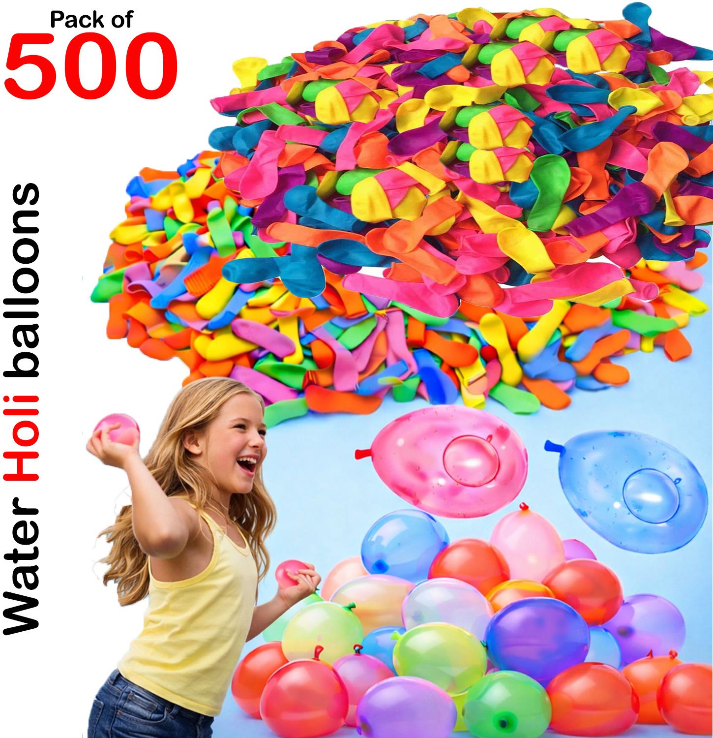 hiru Solid Non-Toxic Holi Water Balloons Rubber 500Pcs for a Celebration Safe Eco-Friendly Balloon-picture-27