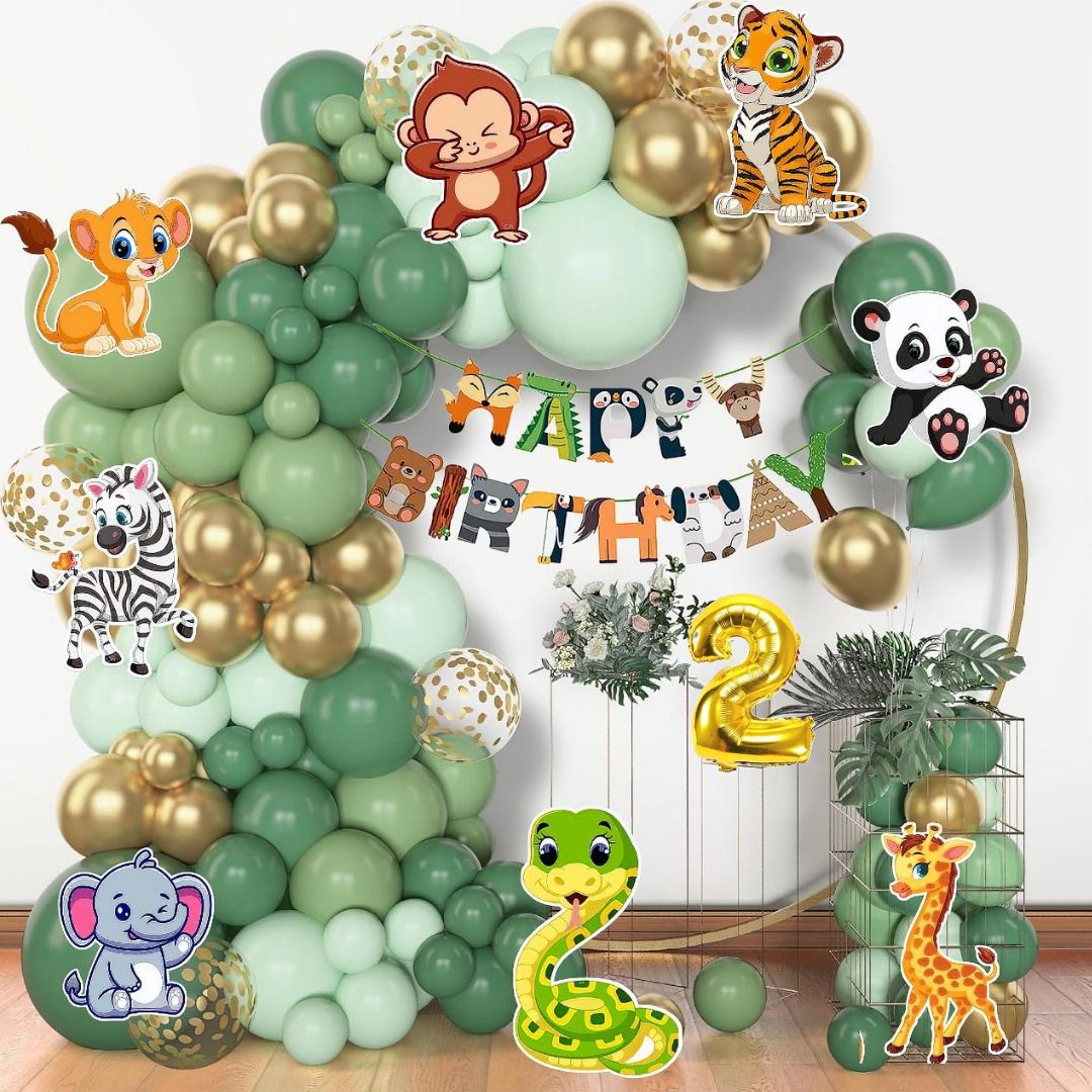 Solid Jungle Safari Theme Birthday Party Decorations Set, Balloon Garland Kit . Balloon-image-4