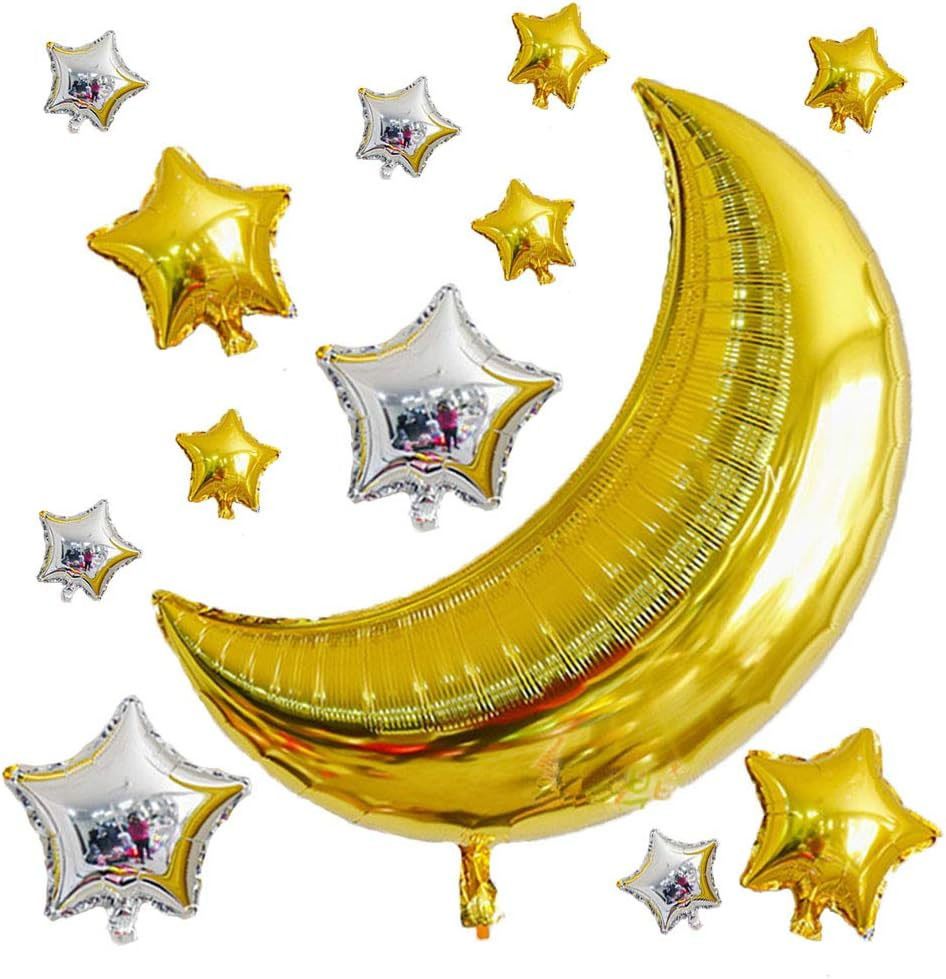 soi Solid Gold Moon Star Foil Balloon Set Baby Shower Birthday Decoration Kit Balloon-picture-30