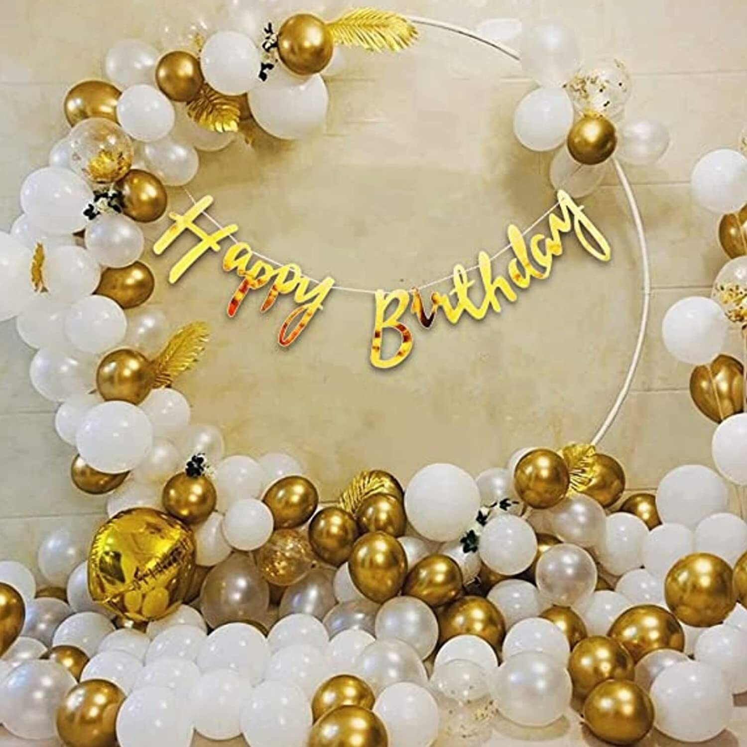 Solid Gold & White Birthday Decoration Kit ( Theme Birthday Decoration Items ) Balloon-image-47