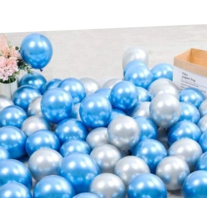 Solid HD/Latex/Metallic 200 Balloons Blue,Silver for Kids/Adult/Party/Birthday Decor Balloon-image-30
