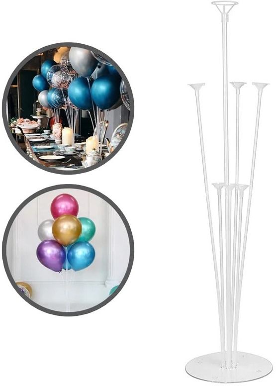 Solid Balloon Stand, Set of Clear Table Desktop Balloon Holder with 7 Balloon Sticks Balloon