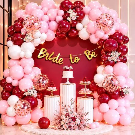sqe Solid Bride to Be Balloon Arch with Foil Banner & Confetti Balloons for Bridal Shower Balloon-picture-18