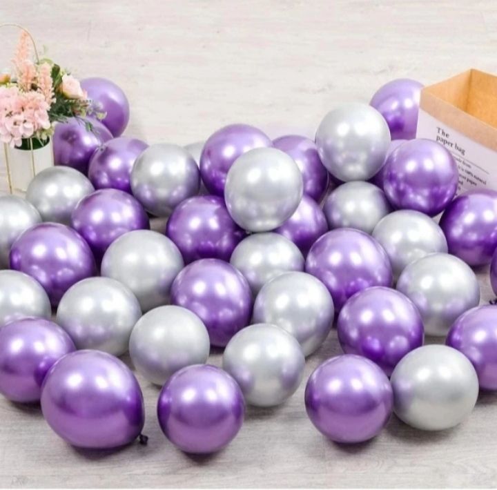 mosclue Solid Hd/Mettalic 100 Ballons Purple,Silver For Kids/Adult/Party/Birthday Decorations Balloon-picture-25