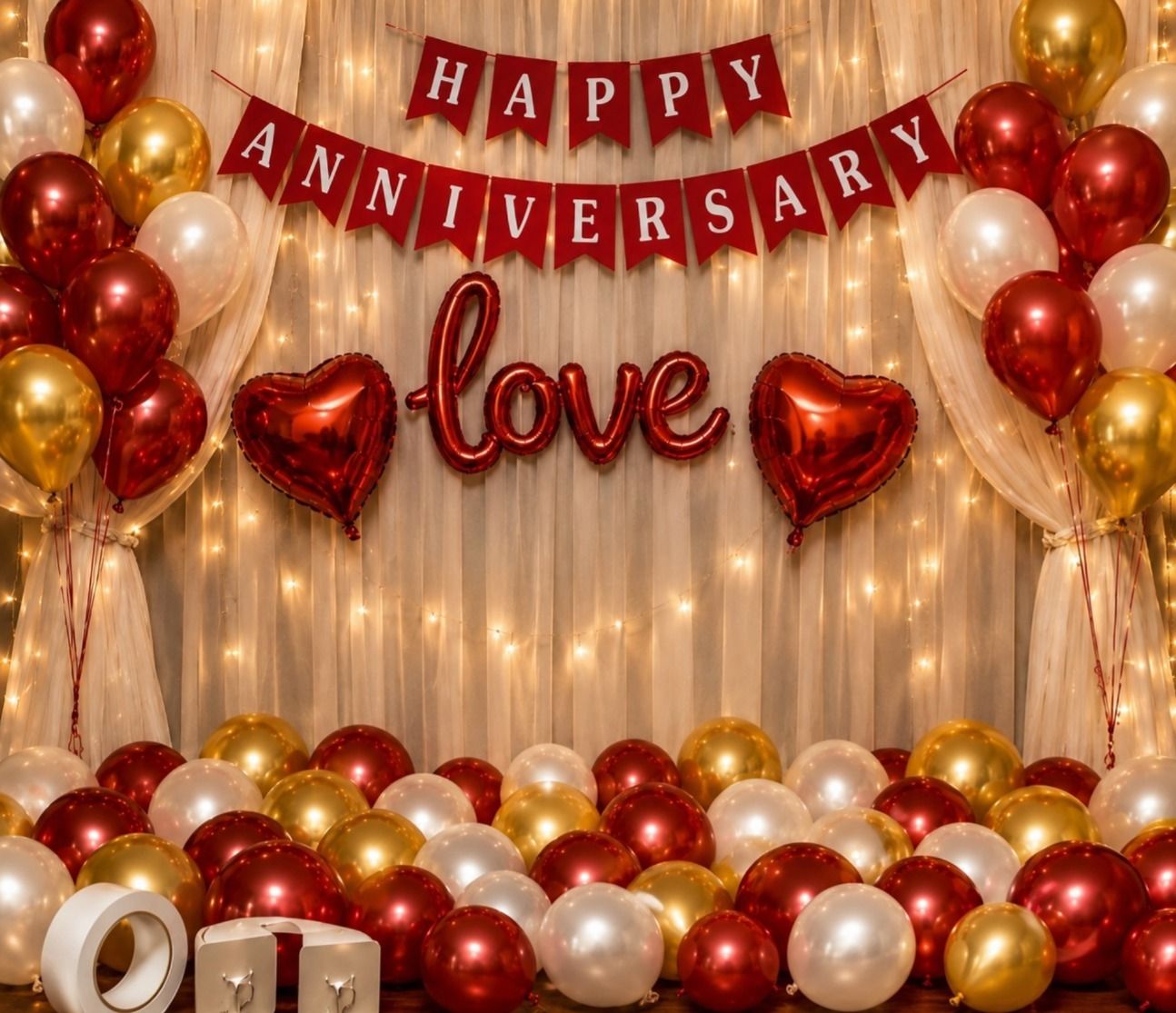 ballooooify Solid Rose Red Love Anniversary Decoration Combo Set Balloon-picture-5