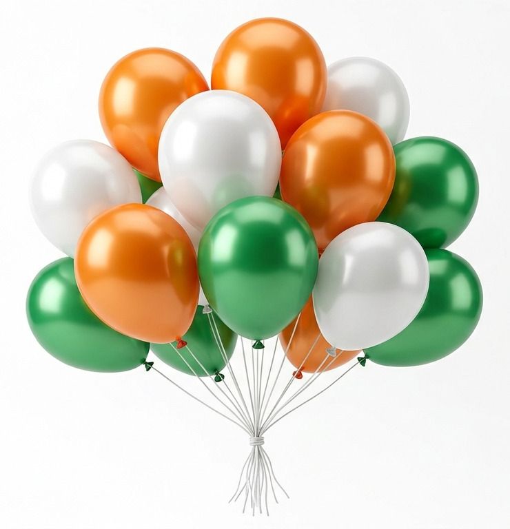 partygodecor Solid Tiranga Metallic Latex Balloons Orange White Green Independence Day Pack 90 Balloon-picture-13