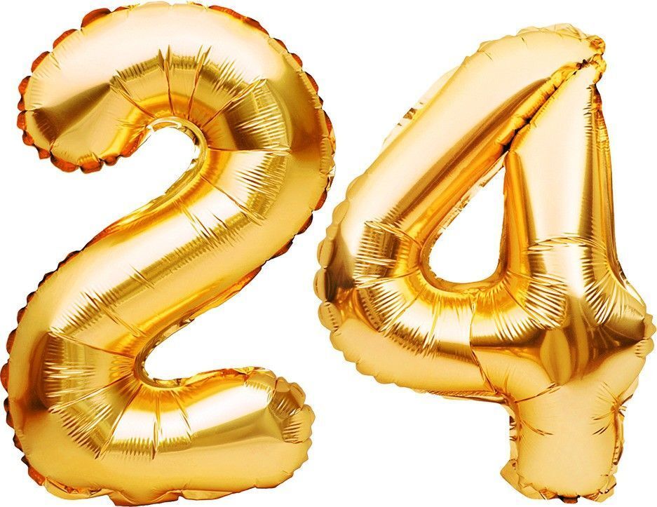 Solid Birthday Numbers Solid Golden '24' Numerical Foil Balloon for Celebration Balloon-image-16