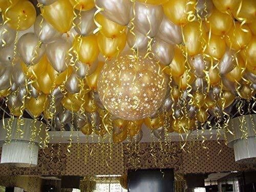 Solid   Party Products HD Metallic Finish Balloons for Birthday / Anniversary Party Decoration ( Golden, Silver ) Pack of 100 Balloon-image-21