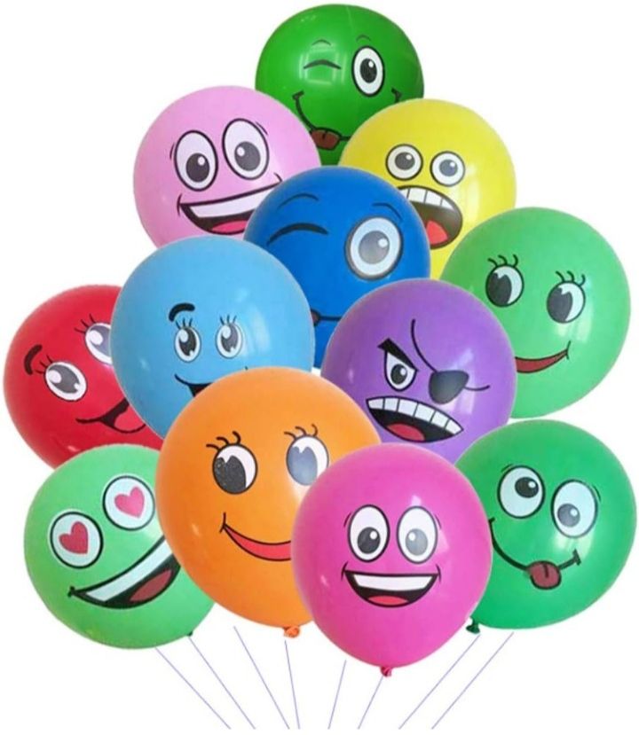 mosclue Printed Multicolour Emoji Ballon 25 Pcs Printed Face Expression Kid/Party/Birthday Decor Balloon-picture-28