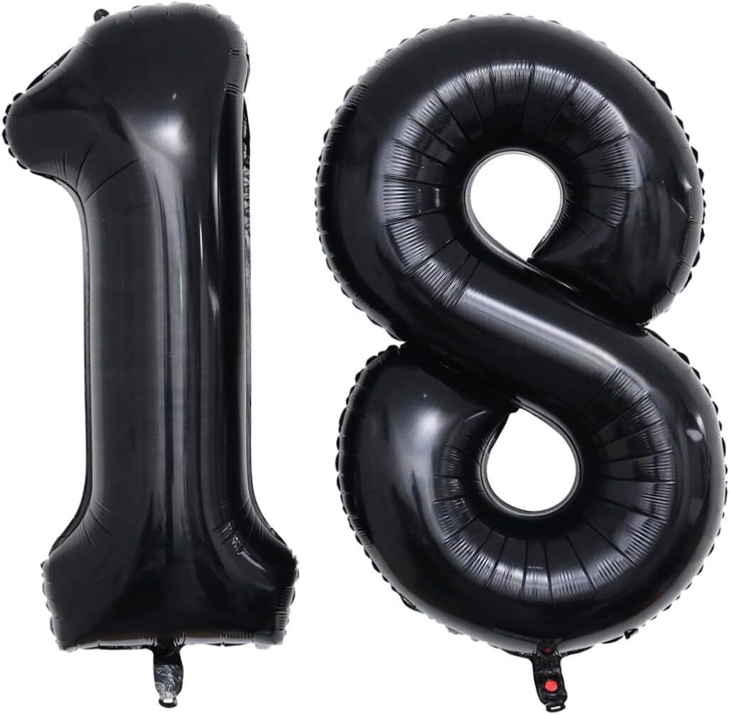 Solid 18 BLACK 32" NUMBER FOIL BALLOON 12TH BIRTHDAY ANNIVERSARY NUMERIC MILESTONE Letter Balloon-image-47