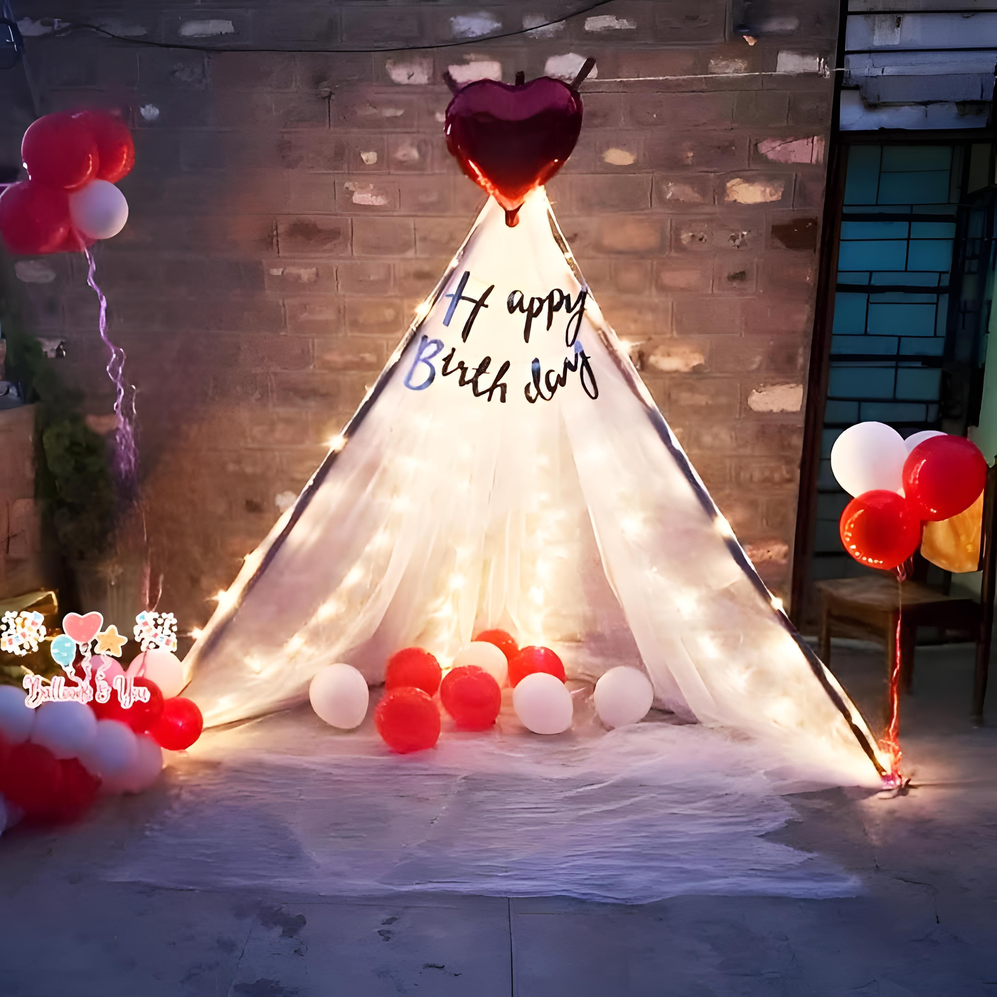 Solid White Net Curtain For Birthday Decoration For Boys, Girl, Husband, Wife Balloon