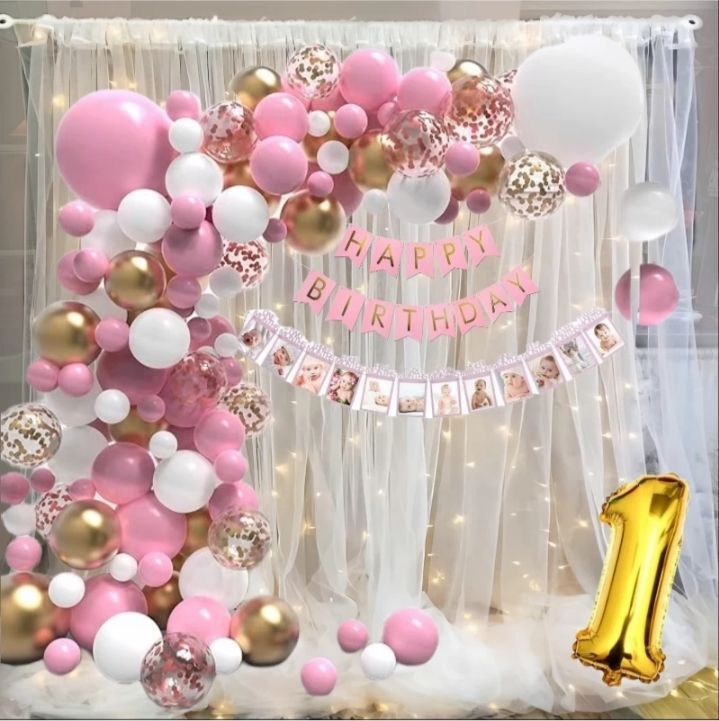 flipmate Solid Cute 1st Birthday Decoration Items - Birthday Decoration Items set of 67 Balloon-picture-15