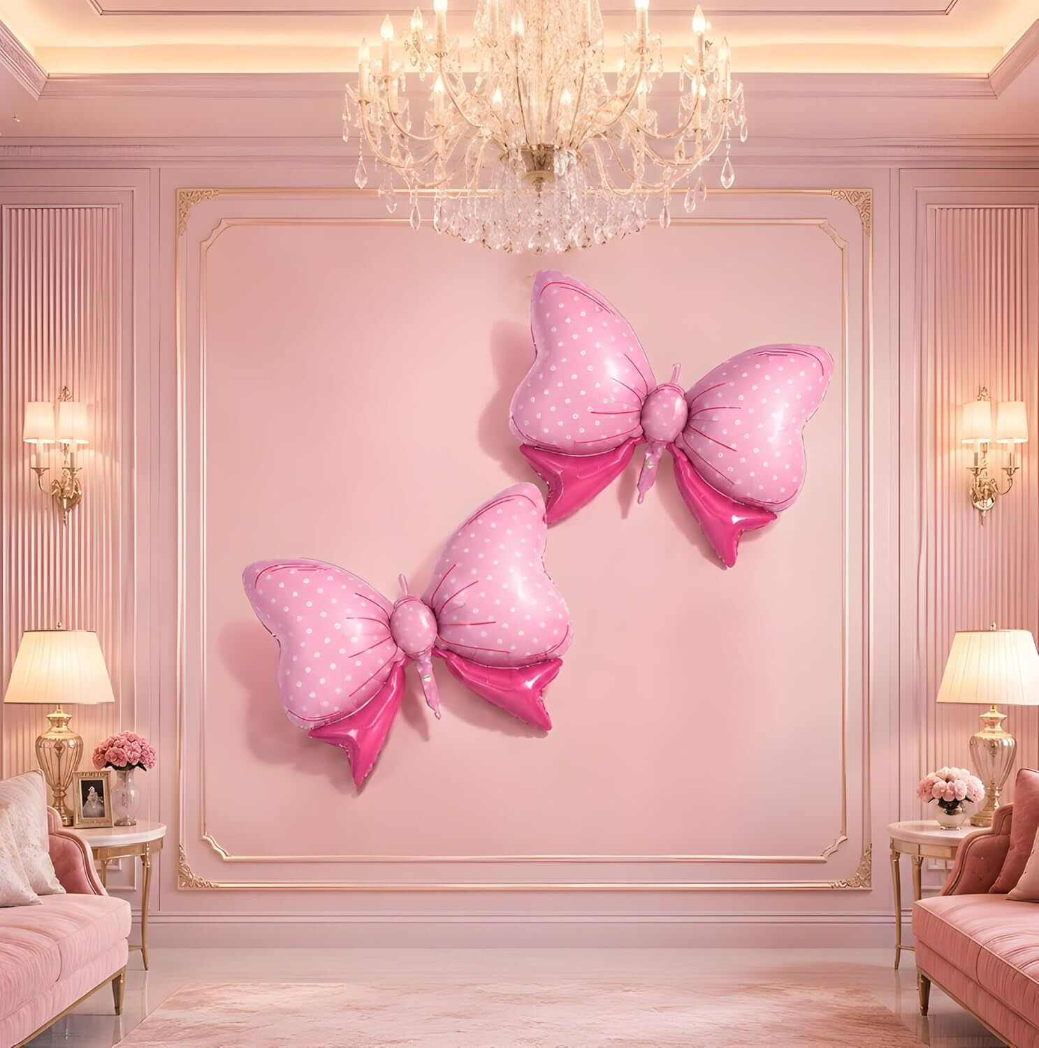 Solid Large Pink Bow Foil Balloon Decoration for Baby Shower Balloon-image-39