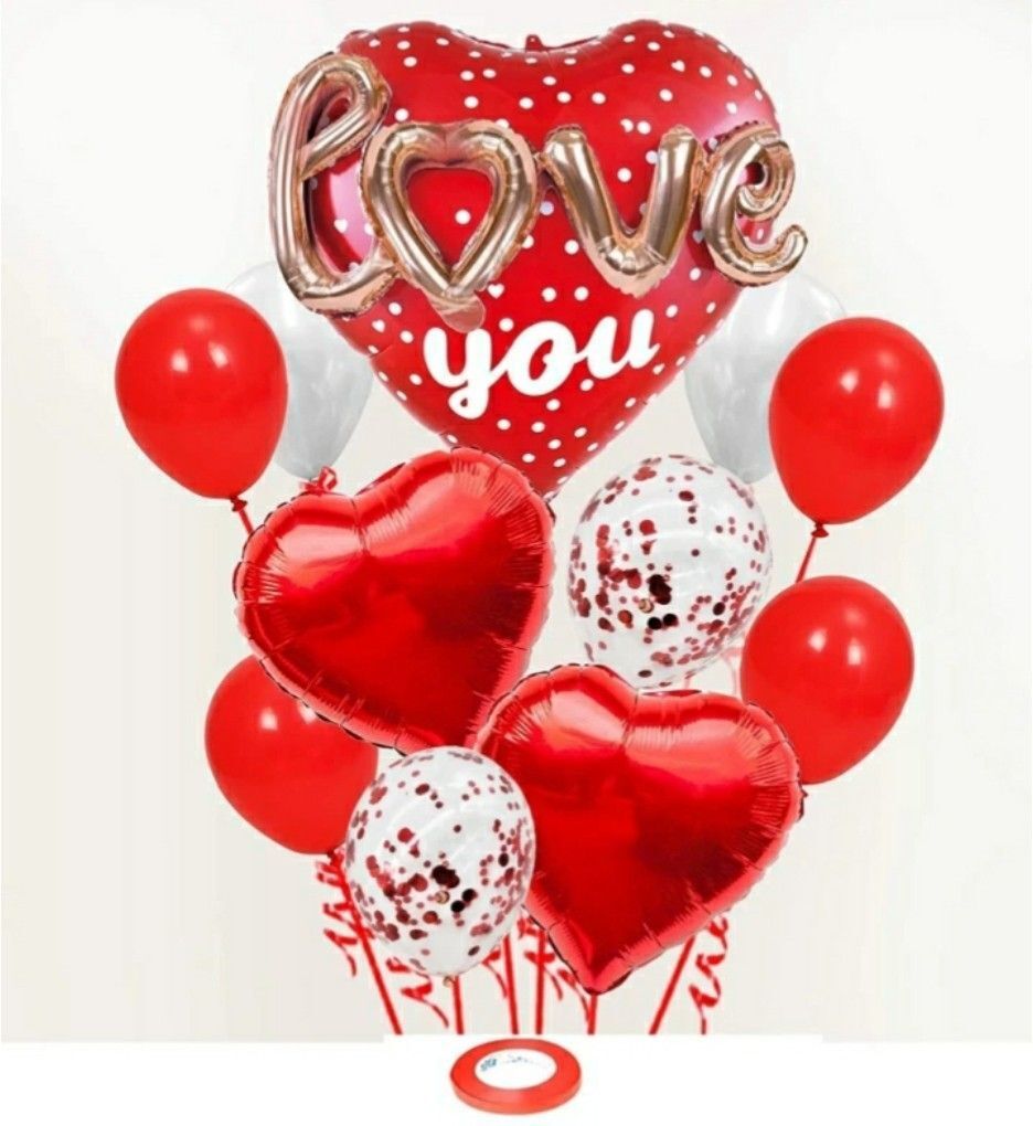 flipmate Solid (Pack of 12 ) 3D Rosegold Love You Heart Shape Foil Balloon Bouquet Pack of 12 Balloon-picture-48
