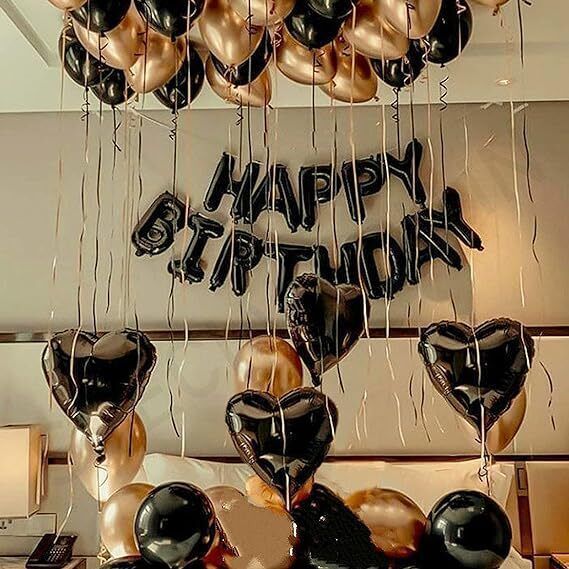 party midlinkerz Black & golden metallic birthday balloons decoration Items for Girl, Boys, women-picture-2