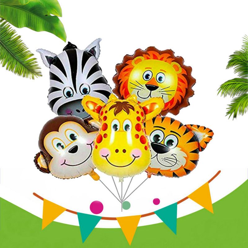 Solid 5-Piece Set Animal Foil Balloons for Jungle Theme Decoration Balloon-image-36