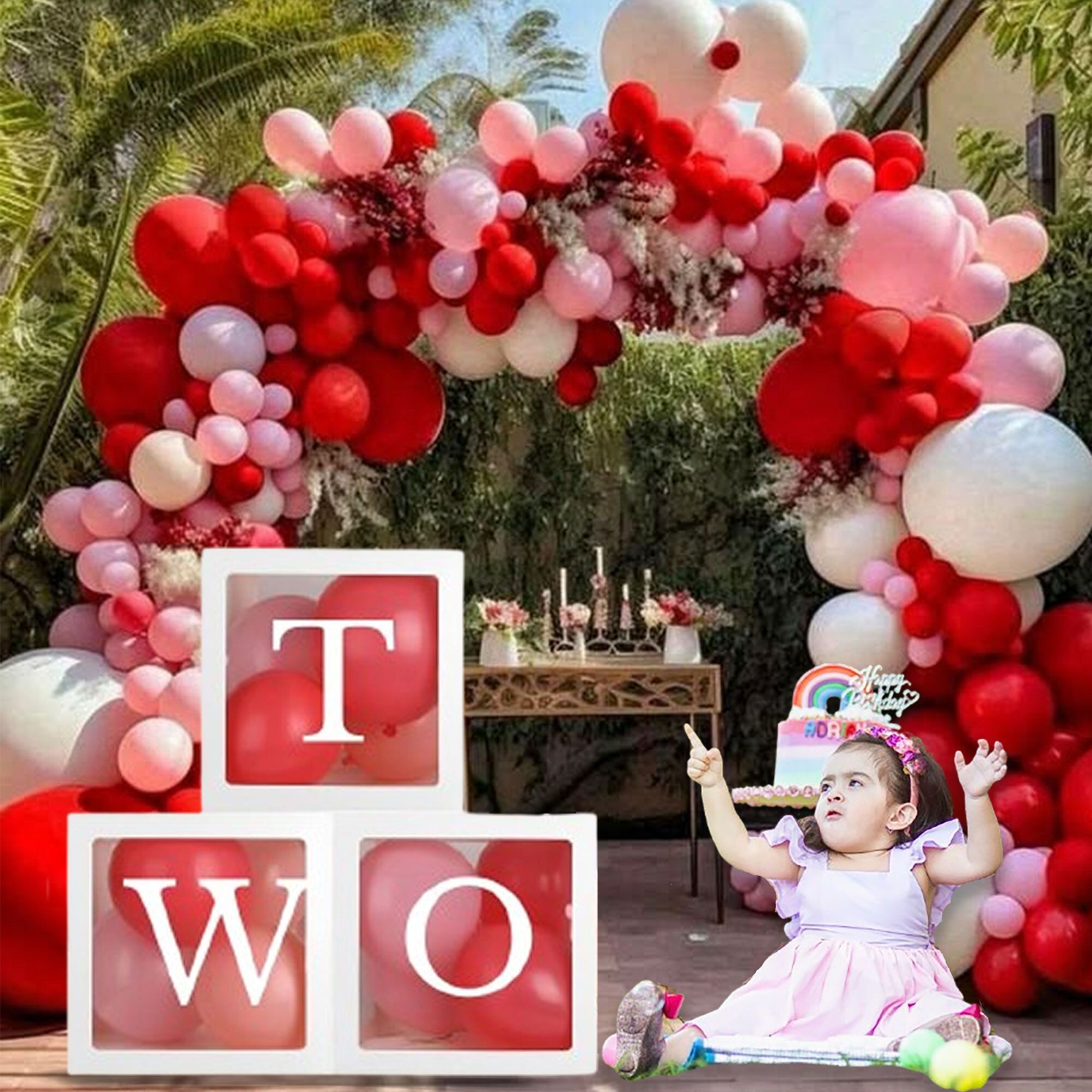Solid Letter Two White Balloon Box 2nd Birthday & Anniversary Decoration Combo Set Balloon-image-13