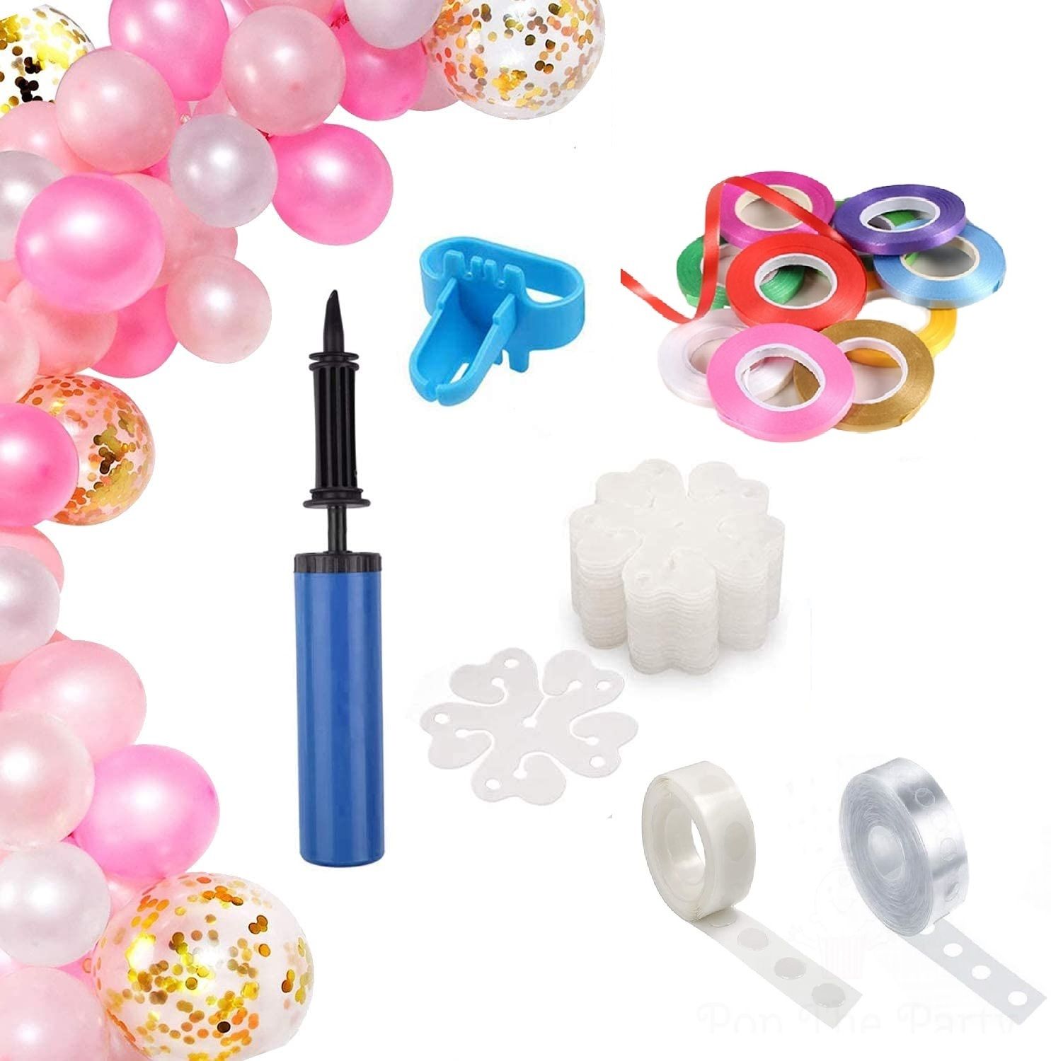 Solid Balloon Decoration- Strip Tape, Glue Dot 1 Balloon Pump10 Ribbon 6 Flower Clip Balloon Bouquet-image-31