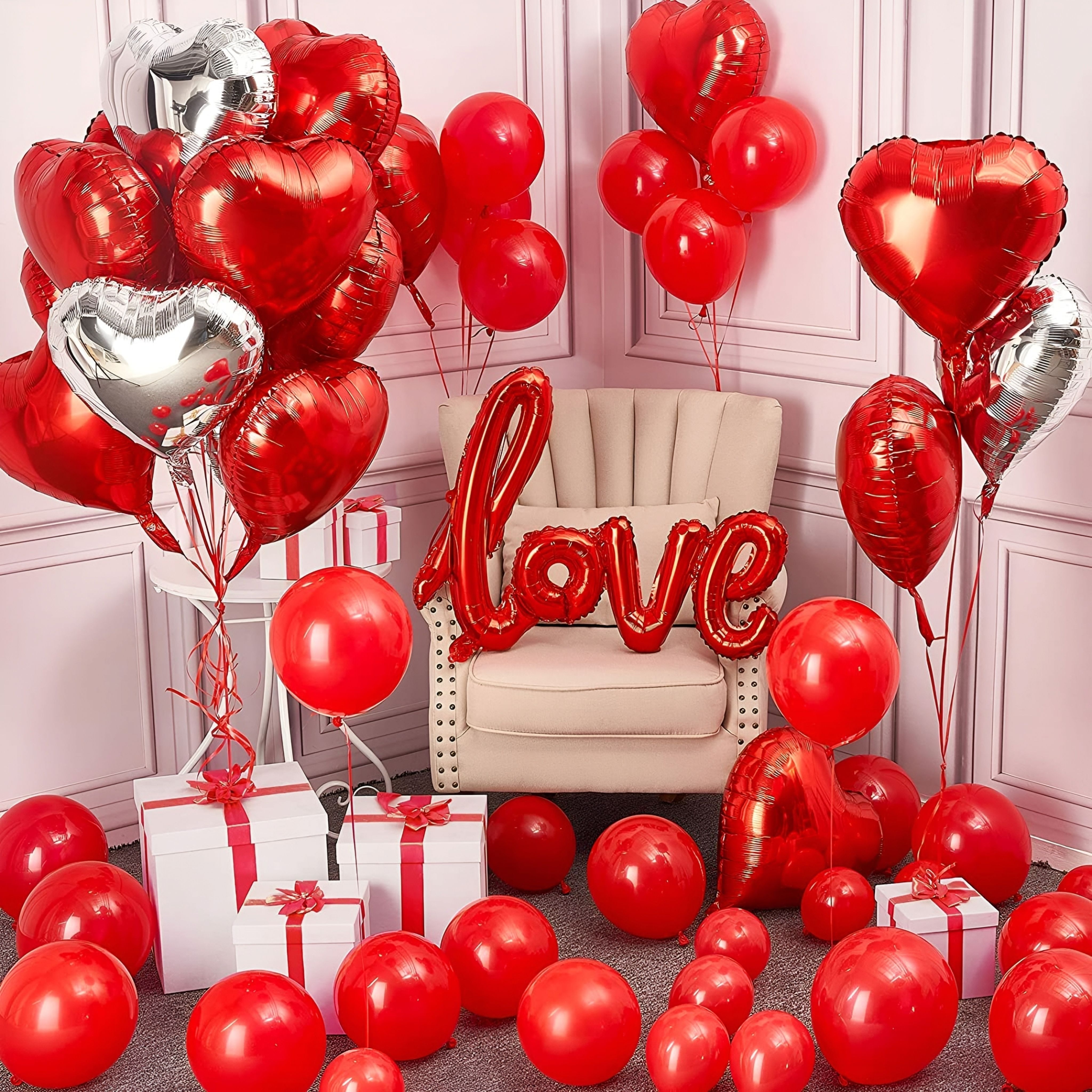Solid VALENTINE-25 (LOVE + 6 RED 6 SILV DIL + 40 RED) Balloon-image-15