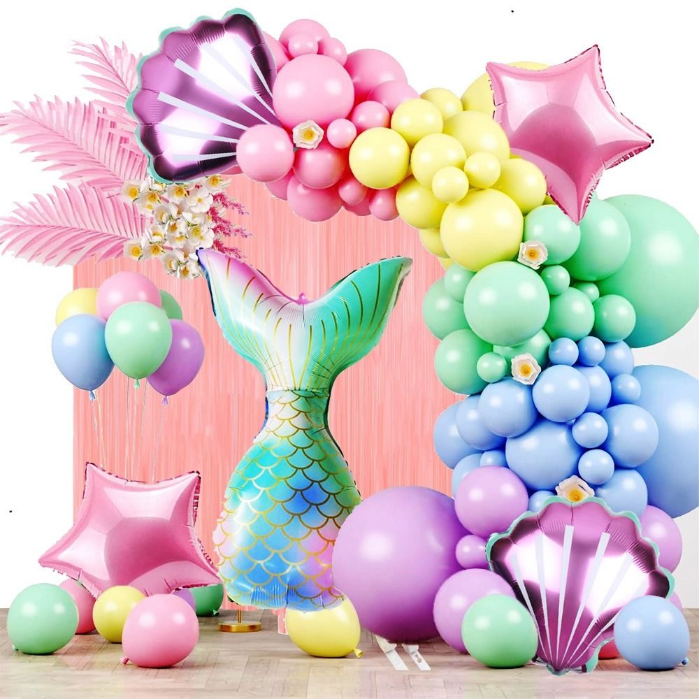 houseofcommon Printed Mermaid Tail Theme Birthday Decorations Aqua Theme Decorations Balloon-picture-30