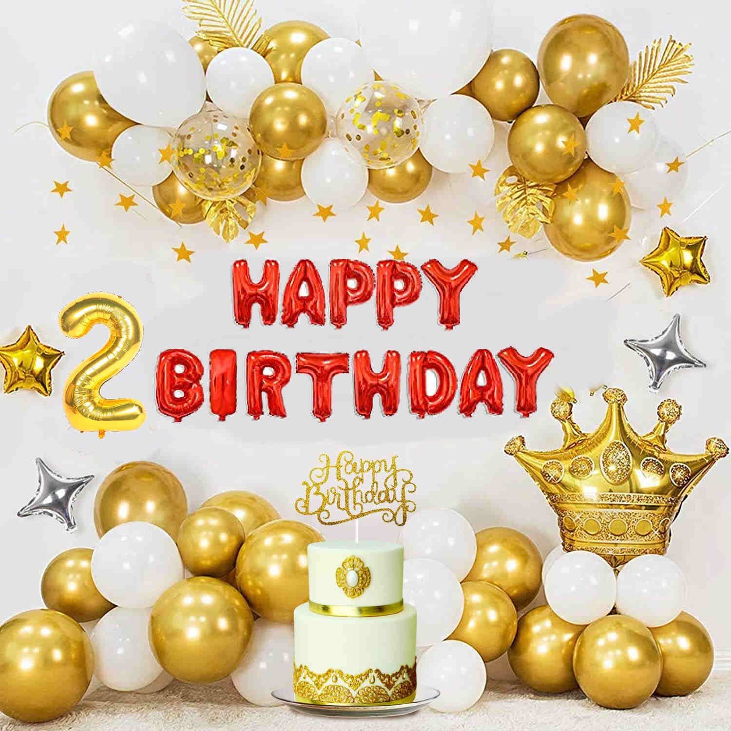 groovy dudz Solid 2nd Happy Birthday Red Decoration For Baby Boy Or Girl , Balloons Combo 60 Pcs Balloon-picture-32