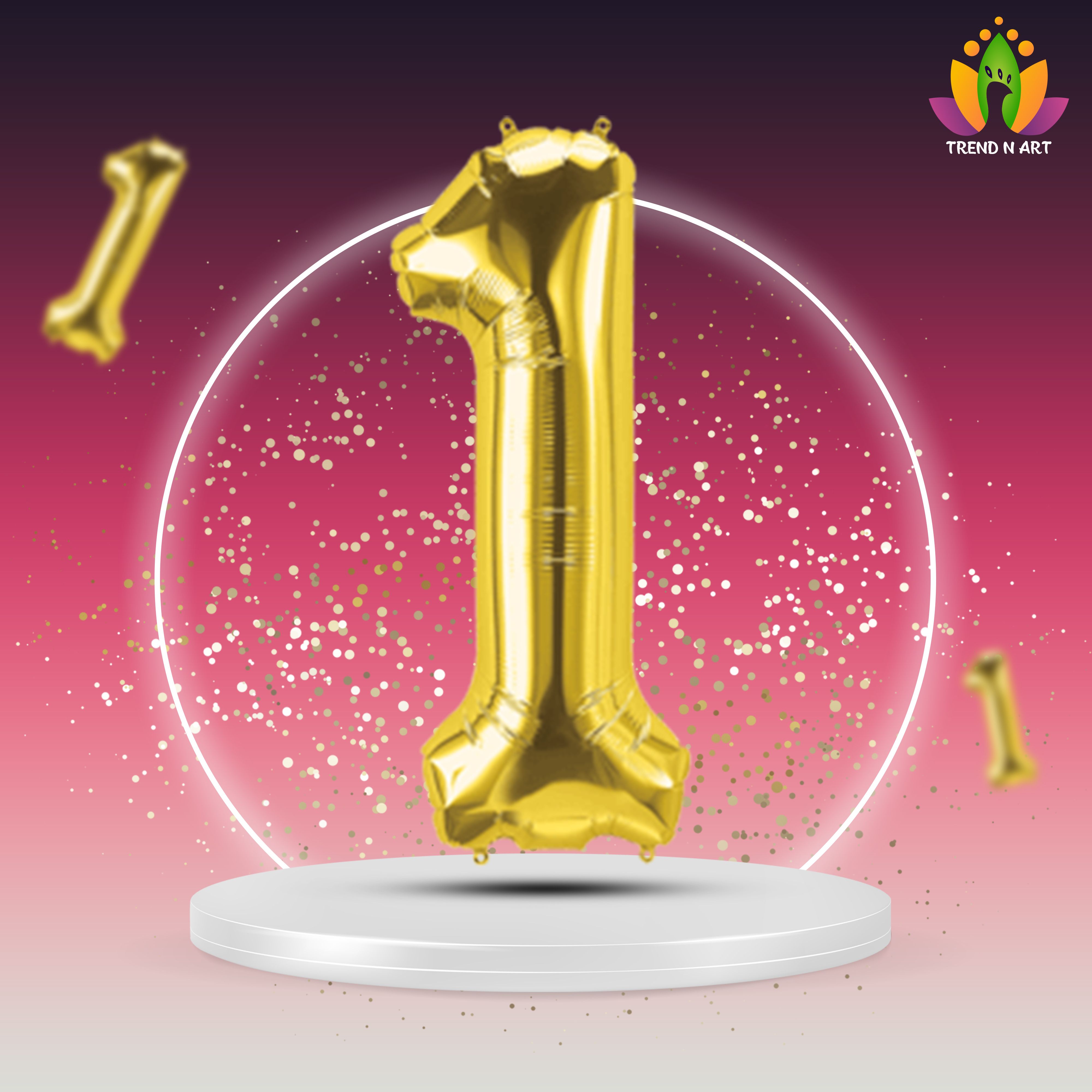 trend n art Solid Gold 1 Number 32INCH Foil Balloon Party Supplies, For Decoration and Celebration Balloon-picture-18