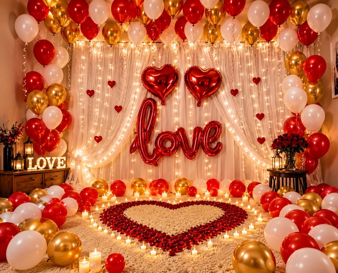 ballooooify Solid Rose Red Love Anniversary Decoration Combo Set Balloon-picture-15
