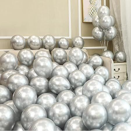 gokul bazar Solid 50 pcs of Chrome Silver Ballons Balloon-picture-17
