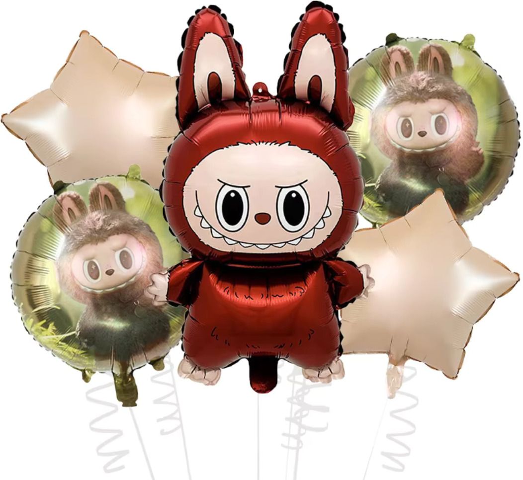 Printed Brown Full Labubu Doll Theme Birthday Party Foil Balloon for Party Decoration Balloon-image-23