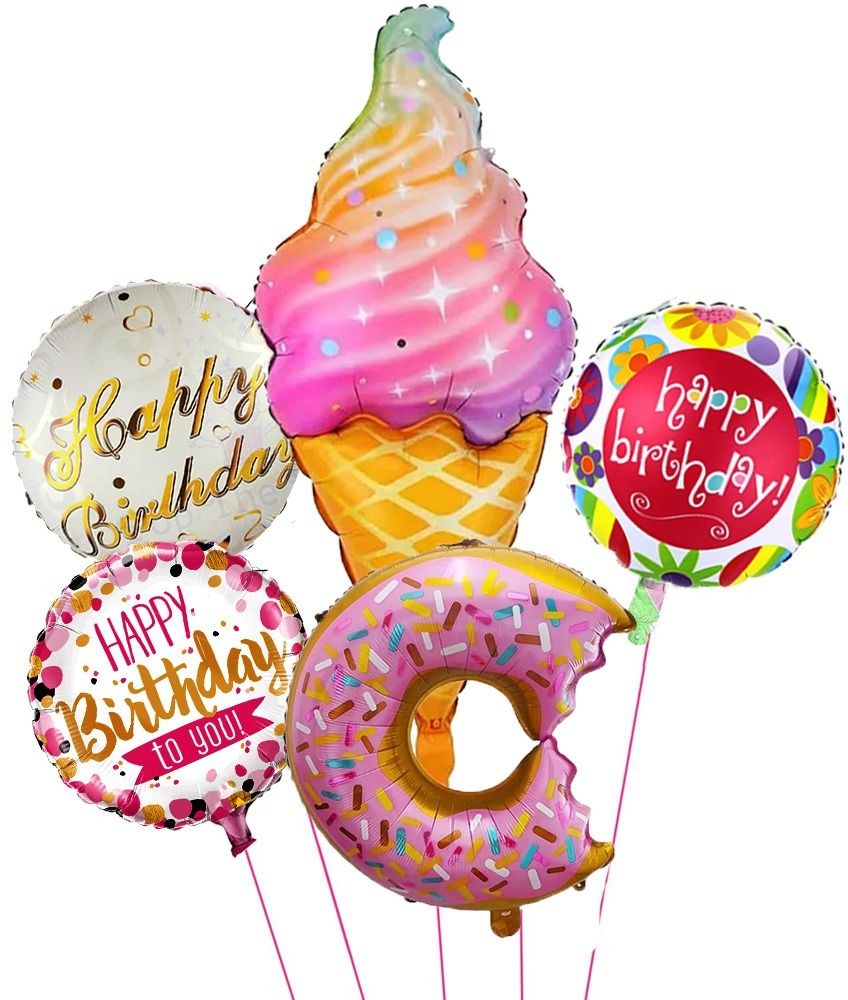 poptheparty Printed Happy Birthday Ice Cream Foil Balloons Theme For Birthday Decorations Balloon-picture-11
