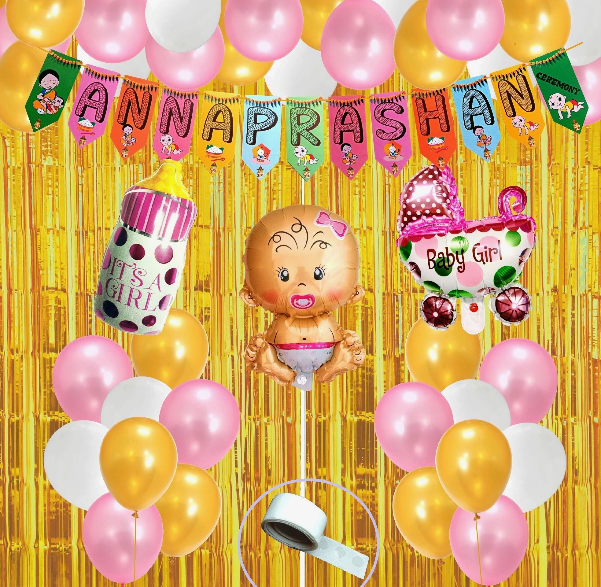 agk Printed Annaprashan Decoration Item Balloon Kit For Baby Girl, Rice Ceremony Decoration Balloon-picture-11