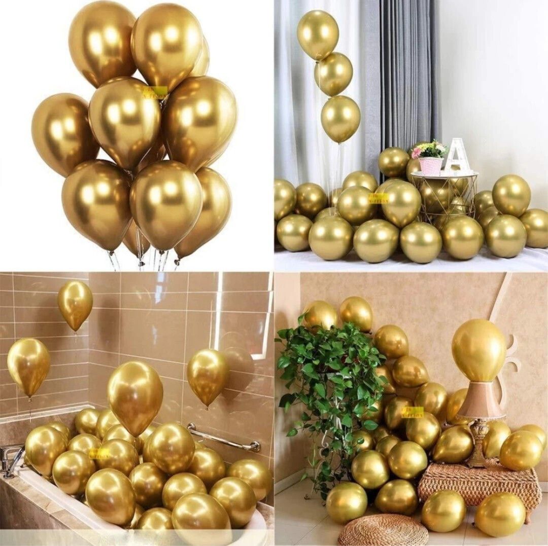 Solid Hd/Latex/Metallic 50 Golden Balloons For Kids/Adult/Party/Birthday Decorations Balloon-image-27
