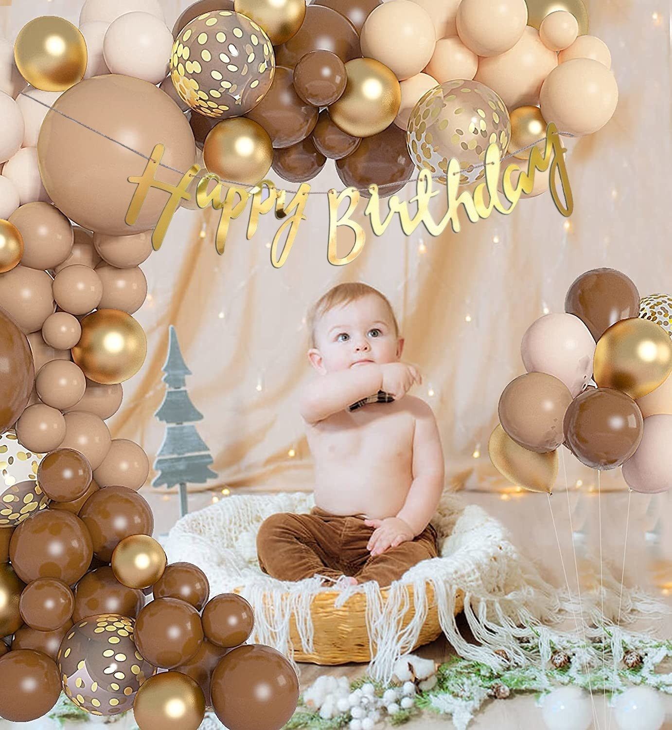 Solid Gold Brown Beige Balloons Combo Kit Of 64 Pcs For Party Decorations Balloon-image-49