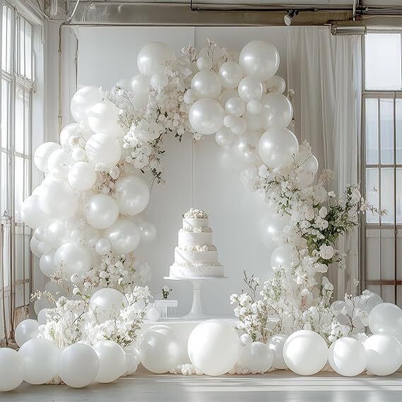 Solid White Balloon Birthday Decoration Kit. Balloon-image-36